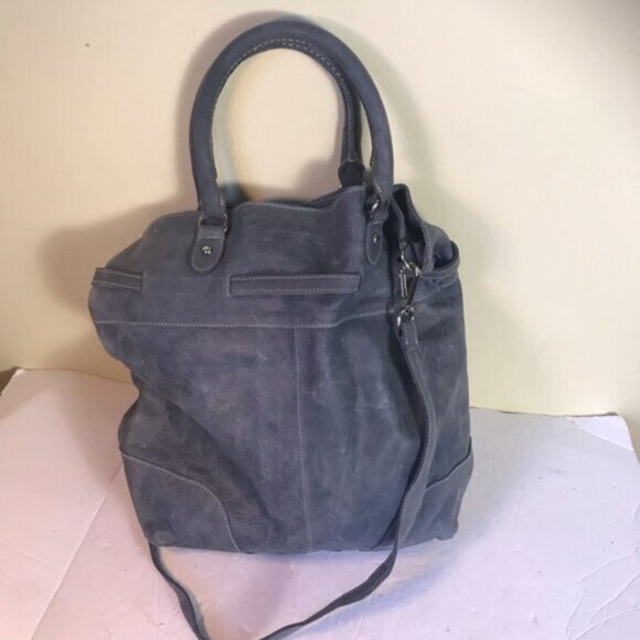 Roots Leather Bucket Tote & Wallet Crossbody Shoulder Bag Buckskin Zip Pockets - Picture 9 of 16